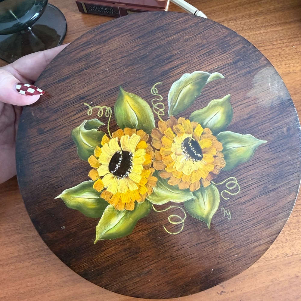 Hand-Painted Sunflower Wooden Trivet